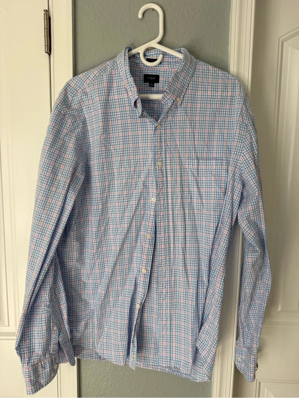 J. Crew Blue and Pink Plaid Button-Down Shirt